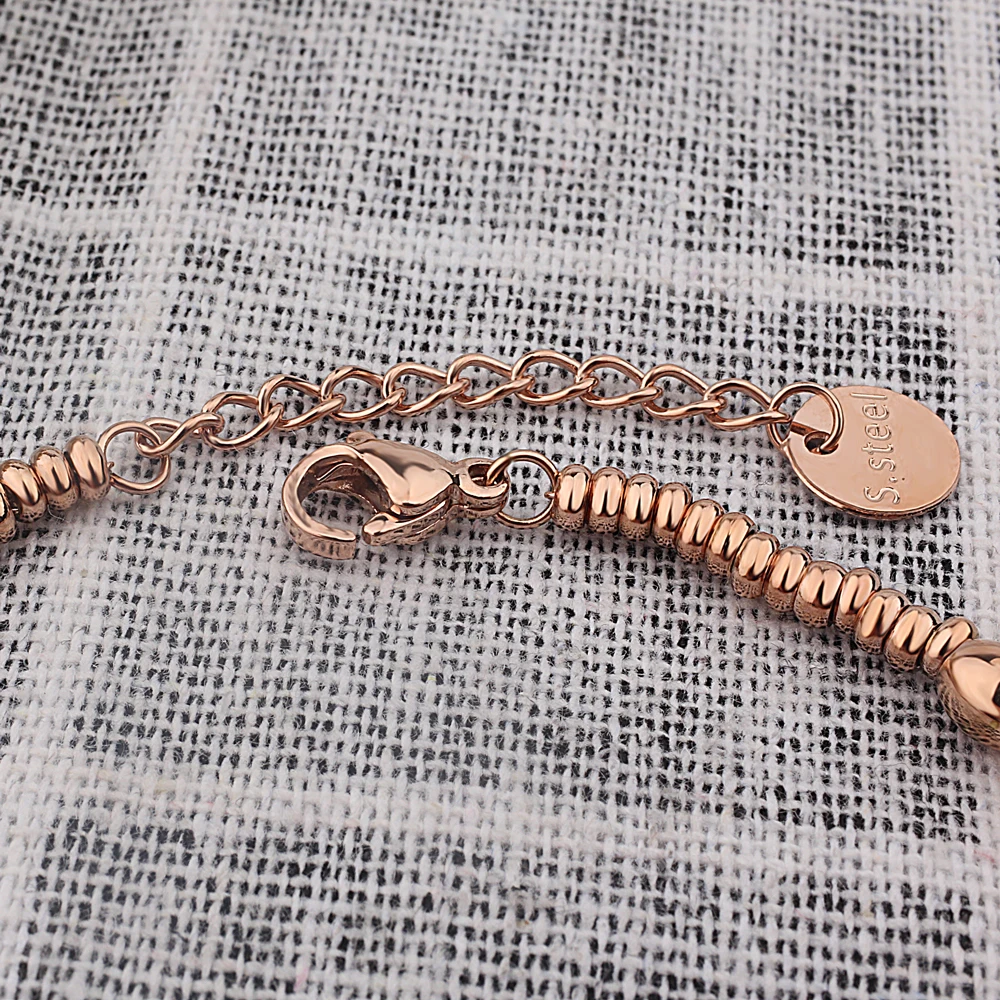 Модные регулируемые браслеты с бусинами цвета розового золота FINE4U B113 браслет