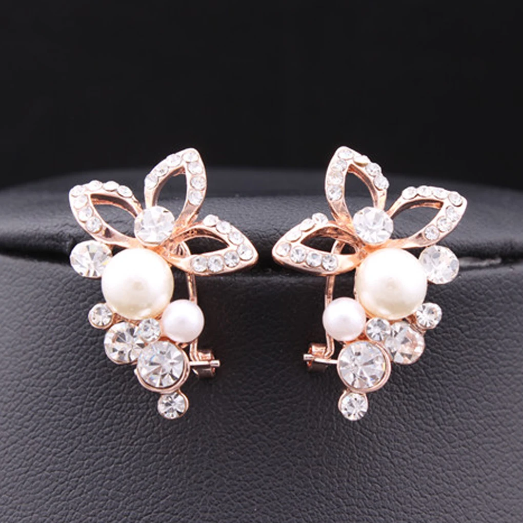 1 пара женские хрустальные стразы жемчужные серьги с цветком винограда Свадебные