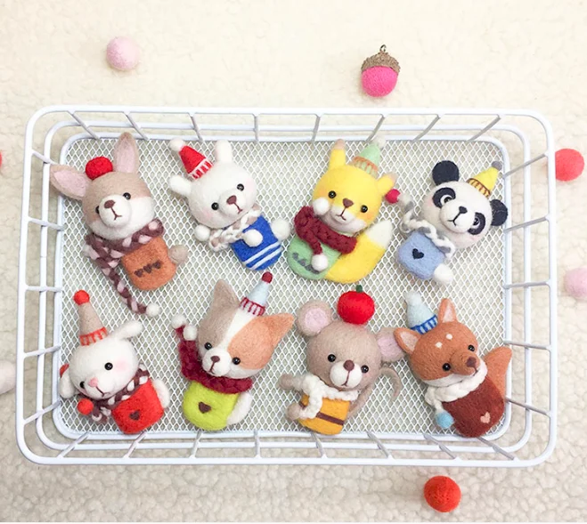 Dog panda doll wool felt needle felting decoration craft needlecraft DIY handmade | Дом и сад