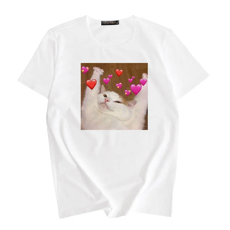 Новая футболка с милым котом Женская Повседневная забавная мультяшным принтом