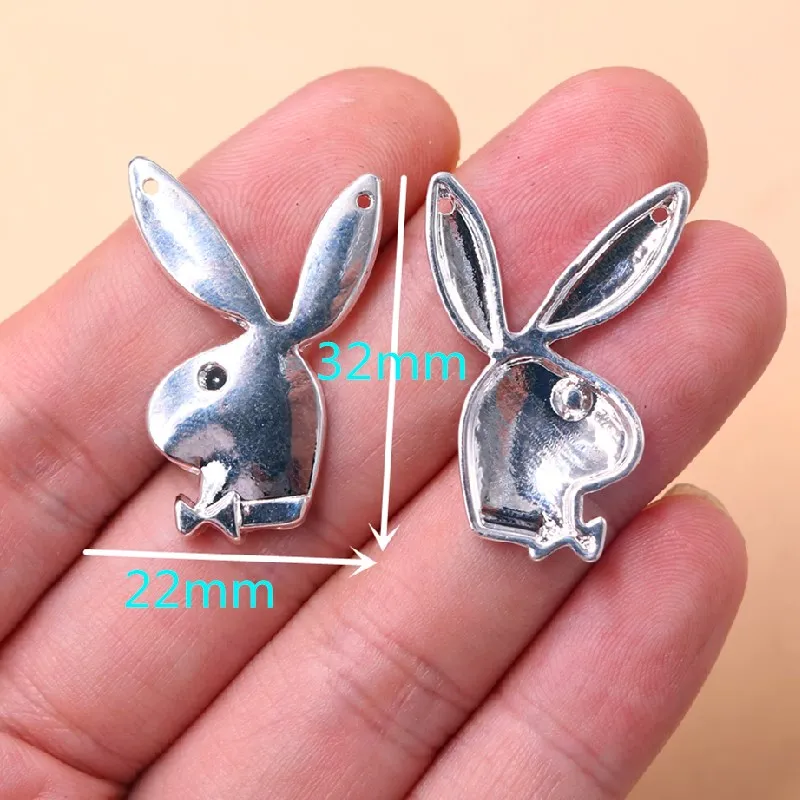 6 шт. экологически чистое покрытие милый длинный кролик подвески с двумя