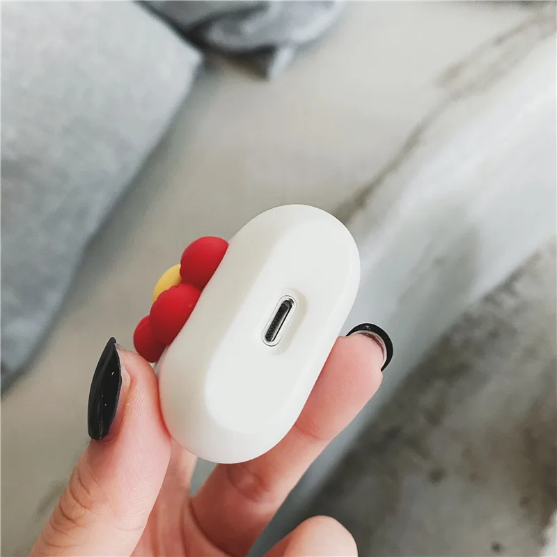 

For Airpods 2 1 Pro Case Thin Little Red Flower Blossom Flowery Cartoon 3D Case For Airpods Case Soft Silicone Earphone Cover