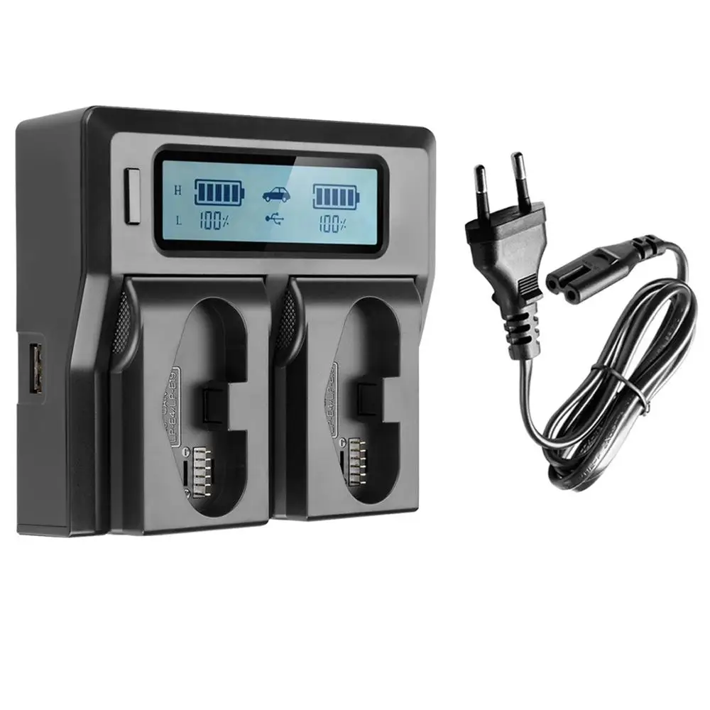 

LP-E19 EU Plug Dual Battery Charger with USB Port for Canon LP-E19 LP-E4N LP-E4 Camera Battery