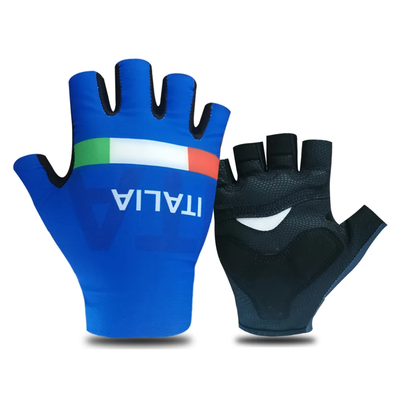 

Italy Blue Road Bike Gloves Mens Women MTB Cycling Gloves Mountain Bike Half Finger Gloves Bicycle Non-slip Sports Glove