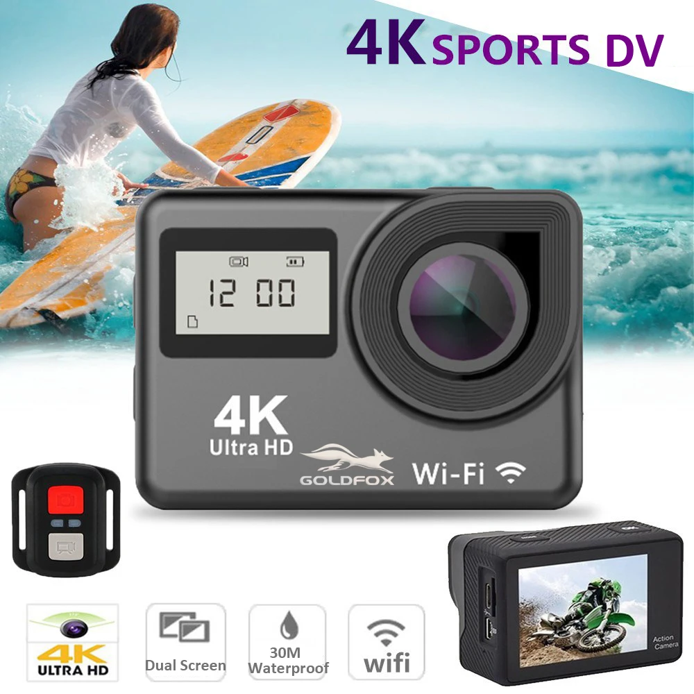 action camera for motorcycle 4K Action Camera WiFi Remote Control Sport Camera Dual Screen Underwater 30M Waterproof Helmet Video Action Recording Camera action camera best buy