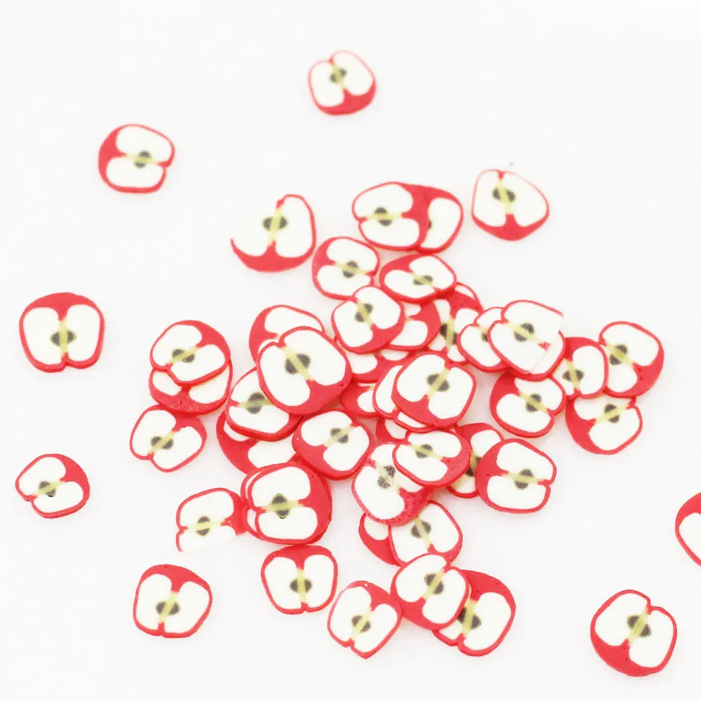 200/50 г новый красочный 3D яблочный фруктовый ломтиков из полимерной глины ногтей