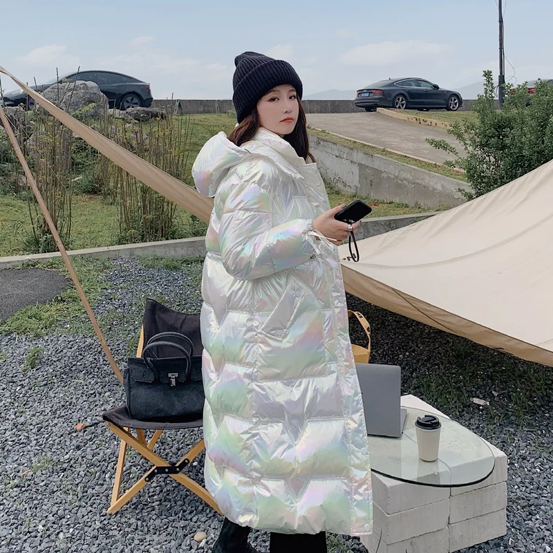 

Новинка, пуховик с подкладкой, блестящее зимнее плотное пальто без стирки, стеганая куртка средней длины, новинка 2021, зимнее пальто