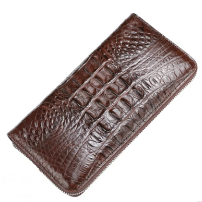 

Crocodile Leather Clutch Bag Men's Long Leather Wallet Business Zipper Clutch Bag Handbag for Men Crocodile Back Bone Clip Bag