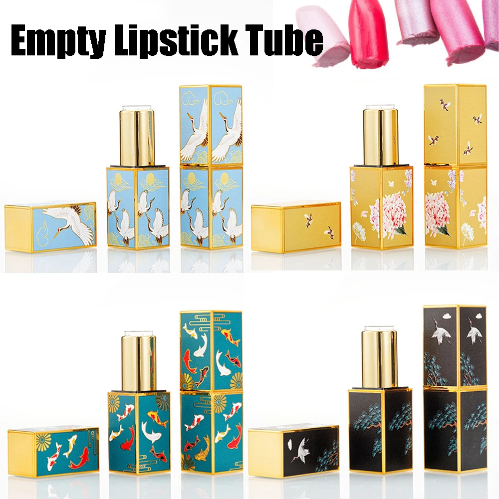 Китайский стиль 3D тиснение магнитная пряжка тюбик для бальзама губ квадратные