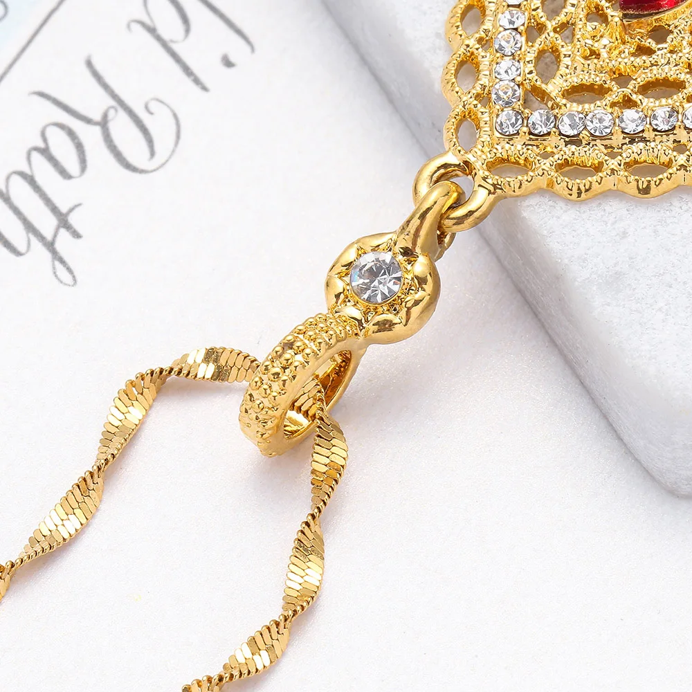 Красный с украшением в виде кристаллов Аллах кулон и ожерелья для женщин Ближний