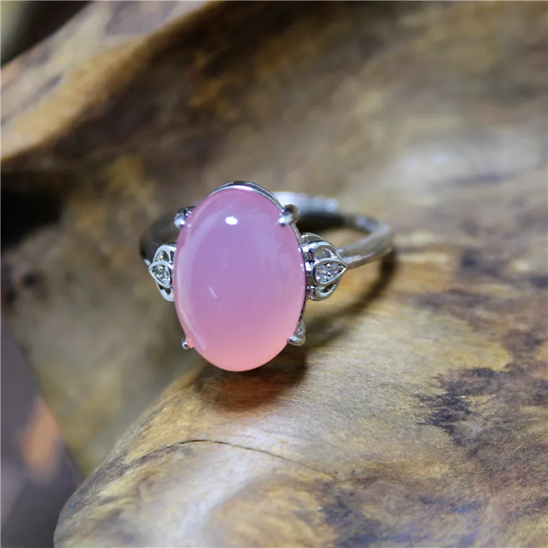 

Liemjee Personality Fashion Jewelry Pink Purple Agate Silver Plated Love Ring For Women Feature Concise Namour Charm Gift