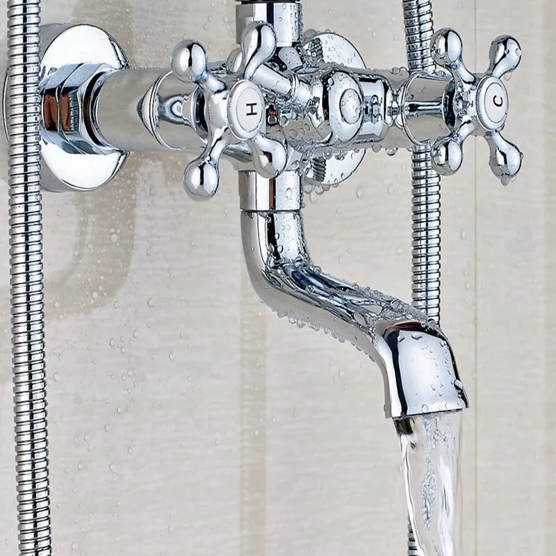 Полированная хромированная латунь двойные крестовые ручки настенный набор для