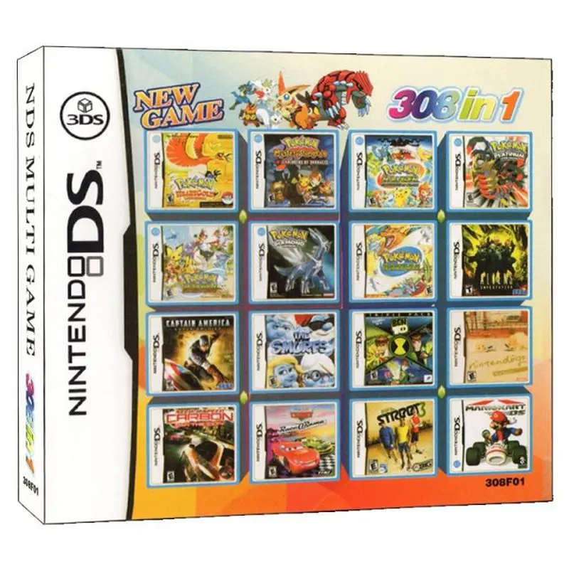 308 in 1 DS Video Game Card Cartridge Console Card Compilation for Nintendo DS 3DS 2DS NDS NDSL NDSI