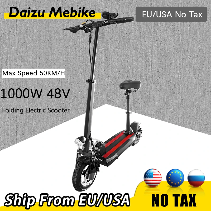 

No Vat 1000w Power Motor Electric Scooter 50 km/h Max Speed Electric Scooter 48V 24AH with Removeable Seat patinete 10inch Tires
