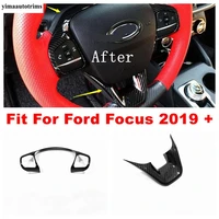 car steering wheel multi function button frame decor cover trim for ford focus mk4 2019 2021 abs carbon fiber look accessories