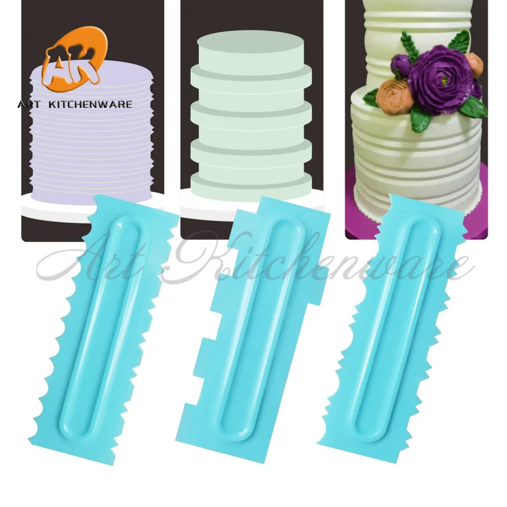 

Plastic Butter Cream Smoother Grooves Cake Scraper Chocolate Smoother Spatulas Cake Decorating Molds Baking Tools