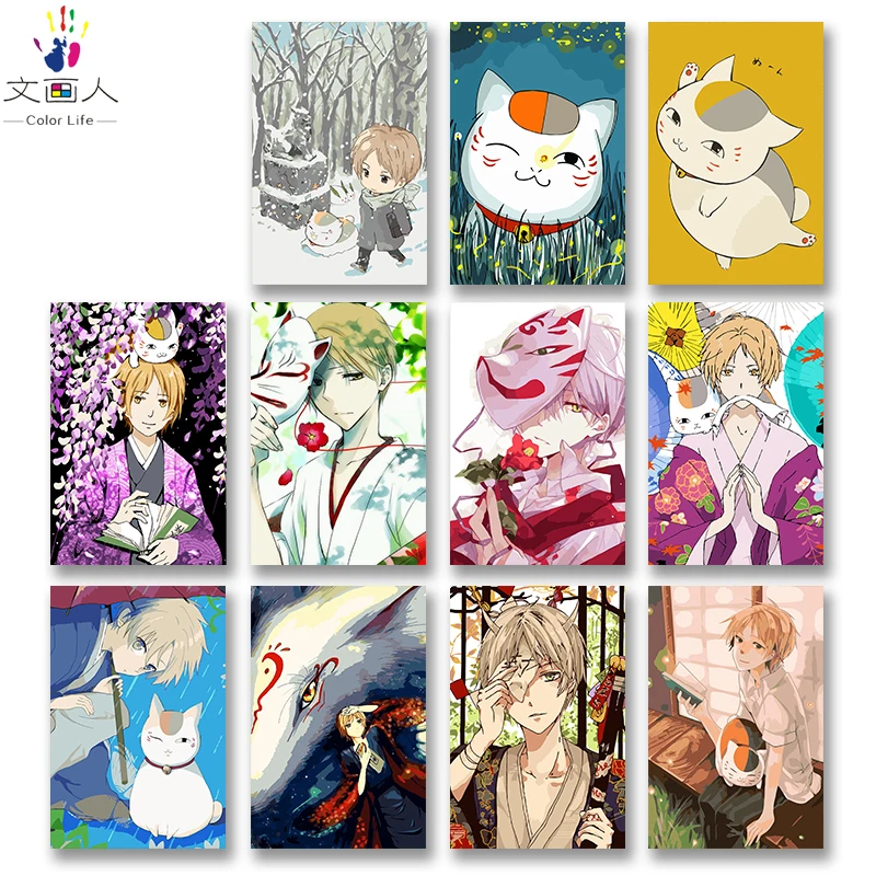 DIY картинки для раскраски по номерам с цветами Monster contact book Natsume Рисунок Живопись в