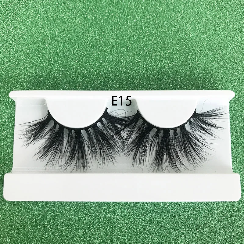 E15 with tray Mikiwi 25 мм длинные 3D норковые ресницы E01 удлиненные пушистые норковые ресницы большая драматическая объемная лента накладных ресниц толстые накладные ресницы - Цвет: E15 with tray