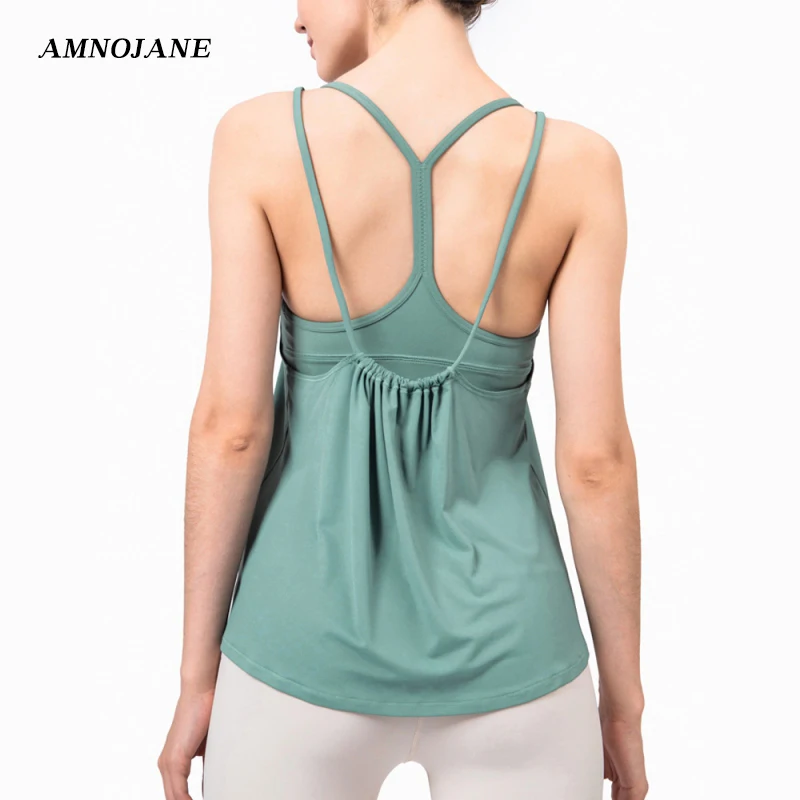 Майка женская спортивная с открытой спиной топ без рукавов для йоги бега занятий