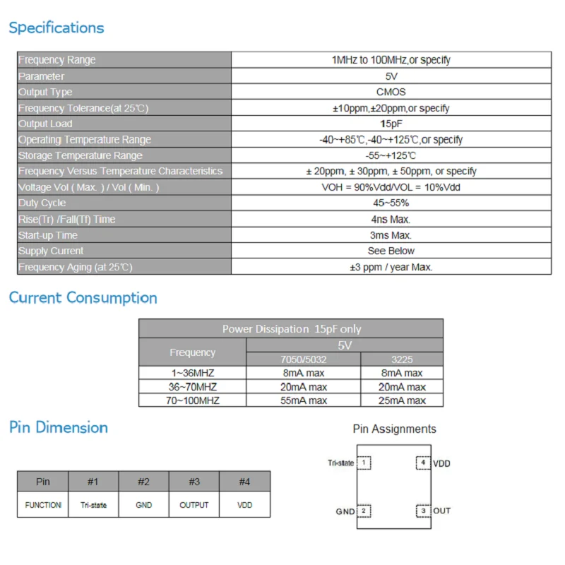 SMD 5070 активный кварцевый генератор OSC 4Pin 7050 27 МГц 2 25-5 5 В ± 25ppm 5*7 мм для WLAN Bluetooth DSC DSL