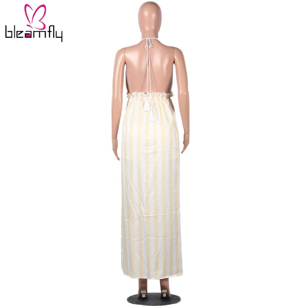 Новый женский короткий топ с бретелькой через шею и длинным полосатым принтом