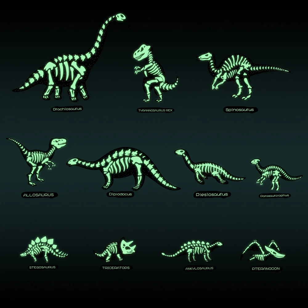 Динозавр Fossil стикер светится в темноте детская комната украшение подарок ПВХ