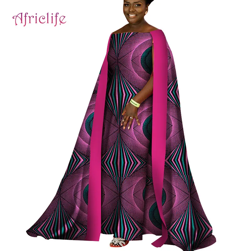 African Dresses for Women Sexy Long Dress for Party and Wedding with Long Pendulum Elegant Lady African Print Dresses WY4332