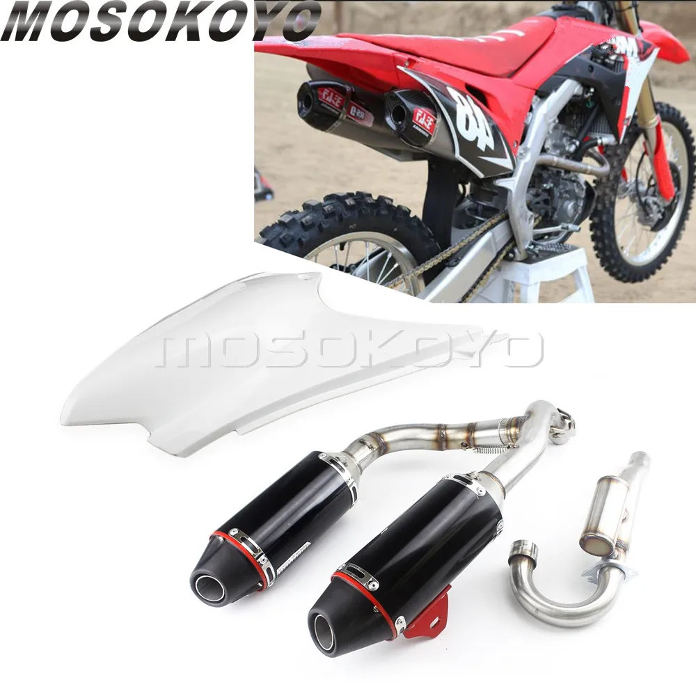 Мотоциклетные двойные выхлопные трубы двойной глушитель перегородка система