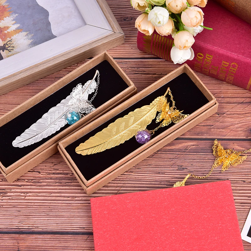 1 шт. креативная металлическая Ретро Винтажная закладка дизайн пера/бабочки