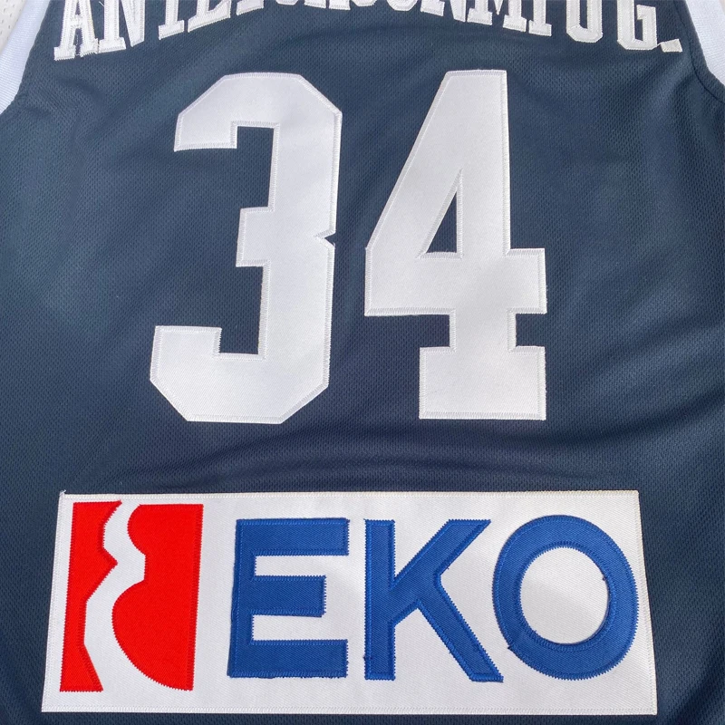 

BG basketball jerseys EUROBANK 34 jersey Embroidery sewing Outdoor sportswear Hip-hop movie jersey bule white 2020 summer big
