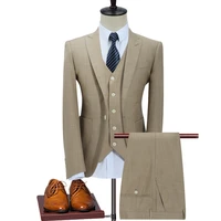 jacketsvestpants 2021 3 pcs set formal slim tuxedo prom suitmale pure cotton groom wedding blazers high quality dress s 5xl