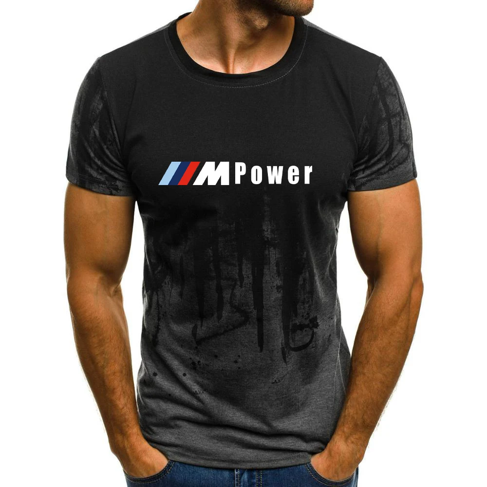 

2021 bmw m esportes vero personalizado 3d impresso topo slido em torno do pescoo camiseta casual hip hop masculino solto mang