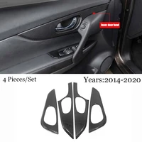 for nissan qashqai j11 rogue 2014 2020 auto accessories abs carbon fiber car inner door bowl protector frame cover trim 4pcs