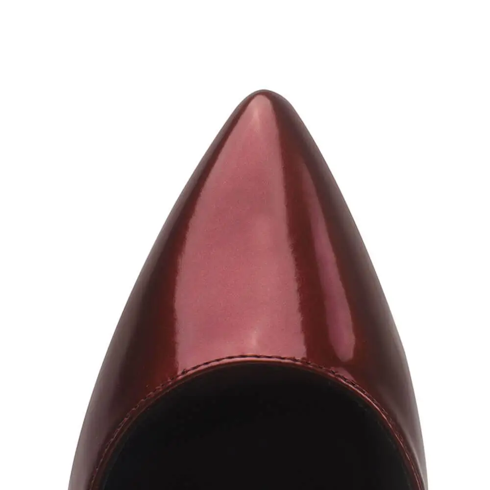 

Womens Pointed Toe Slip on Stilettos Party Wedding Pumps Basic Shoes Sexy Lady Dark Red Thin Heel Boat Shoes