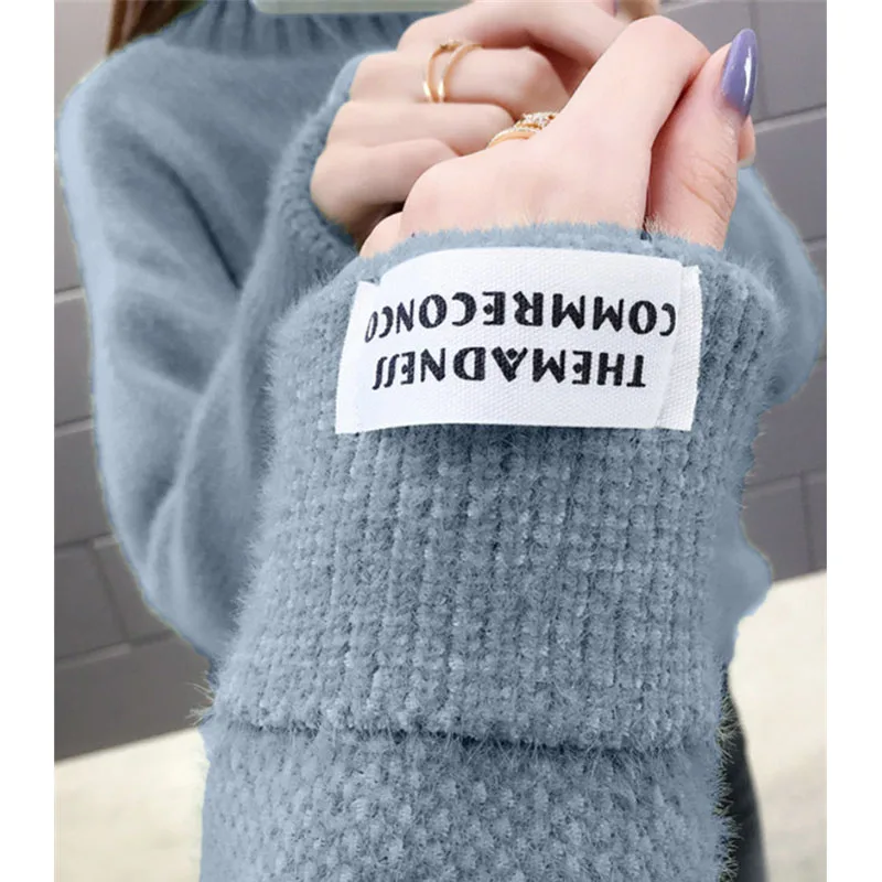 Теплый вязаный свитер для женщин на осень и зиму 2020 Женская водолазка с длинным