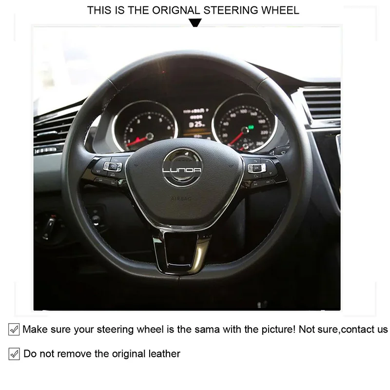LUNDA черный чехол рулевого колеса автомобиля из искусственной кожи для Volkswagen Golf 7