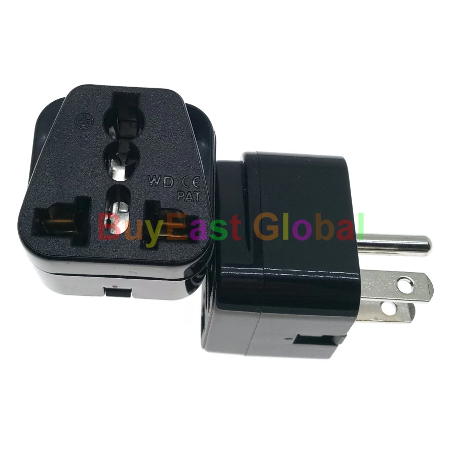 

(Pack 10) Universal to USA, Canada Electrical Plug Adapter AC100~250V 10A Black Color