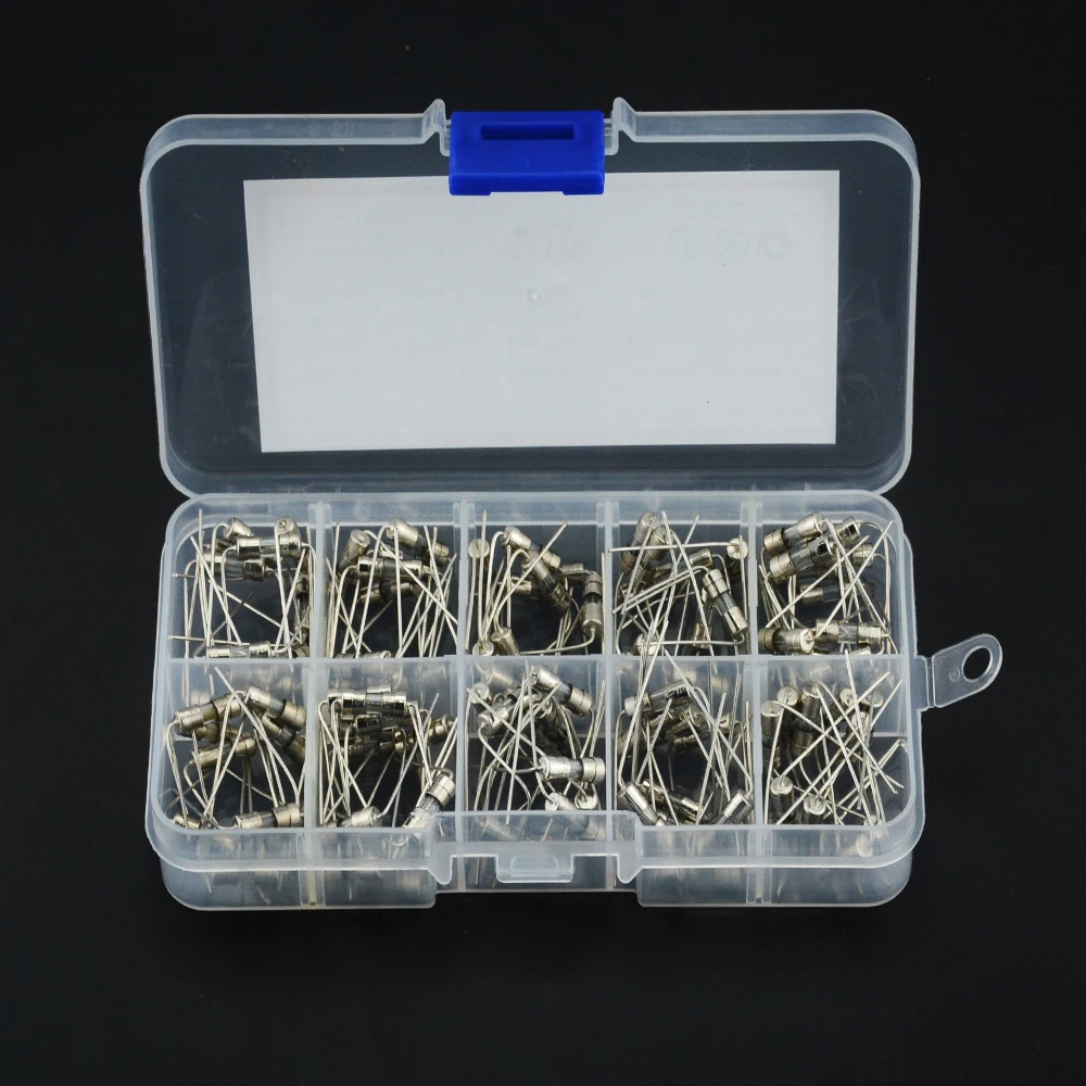 100 шт. 10 видов 3 6*10 мм 250 в двойной Железный колпачок осевой медленный стеклянный