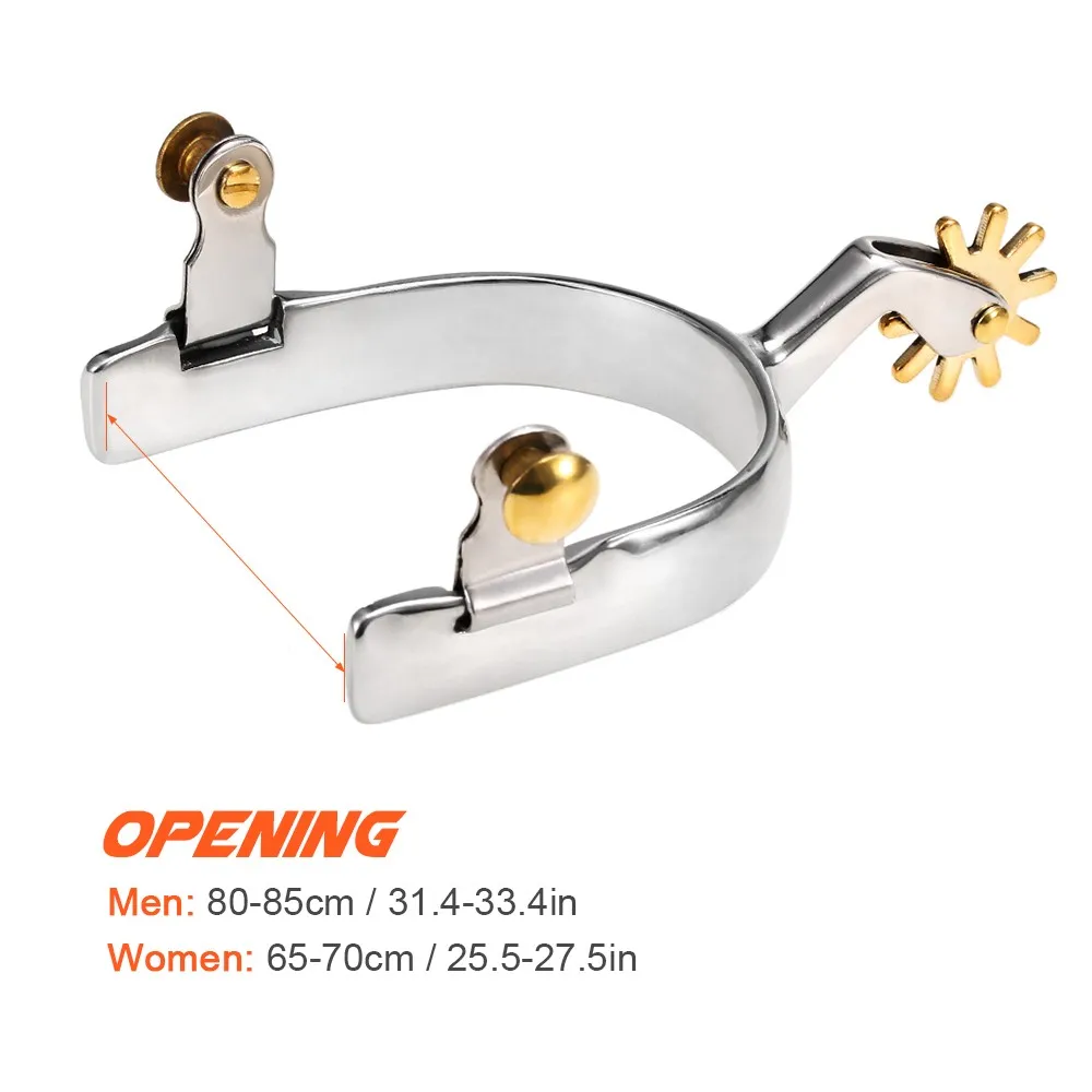 

Western Horse Spurs Stainless Steel with Copper Rowel Anti-rust Horse Racing Equipment