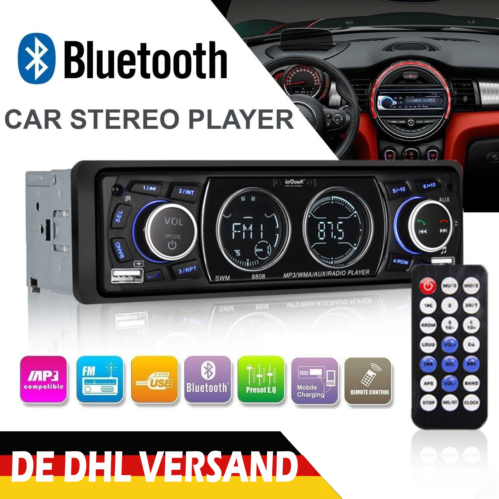 12V автомобильное радио Bluetooth MP3 плеер ЖК экран стерео аудио автомобиля FM USB/SD/AUX IN