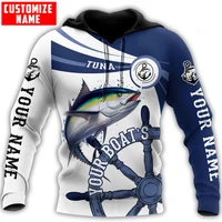 custom name tuna fishing boat team 3d printing mens hoodie sweatshirt autumn unisex zip hoodie casual tracksuits kj774