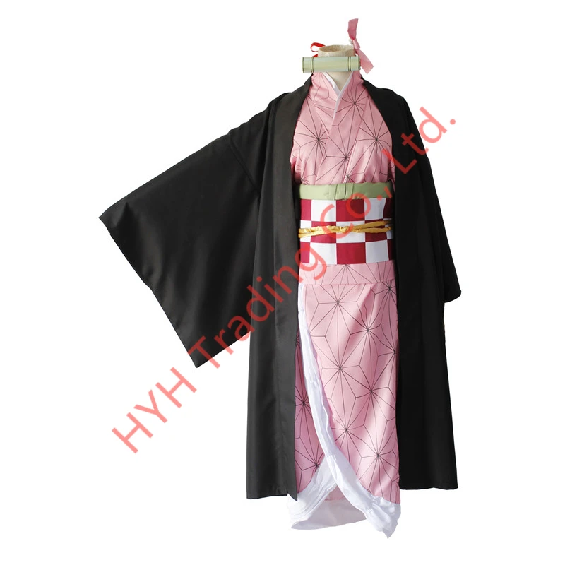 Аниме Demon Slayer Kamado Nezuko костюмы для косплея Kimetsu no Yaiba женские розовые кимоно на