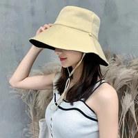 summer women anti uv wide brim sun hat cotton blende panama foldable bucket hat korean beach visors cap sun hat