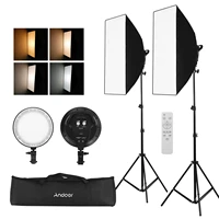 andoer studio photography kit softbox led light set including softboxes 3200k 6400k led lights stands remote control carry bag