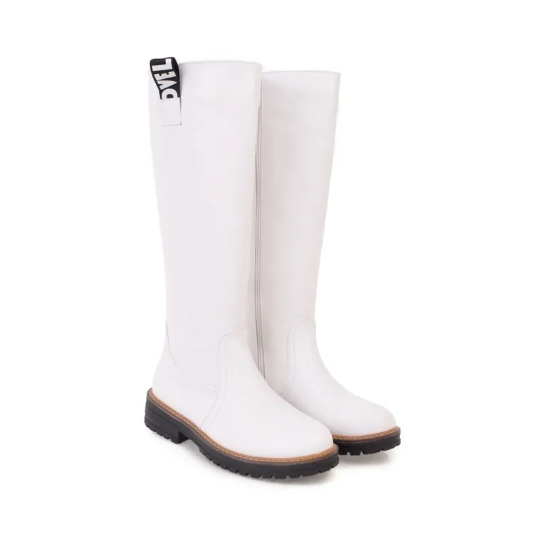 Сапоги женские выше колена на молнии сбоку с круглым носком | Обувь