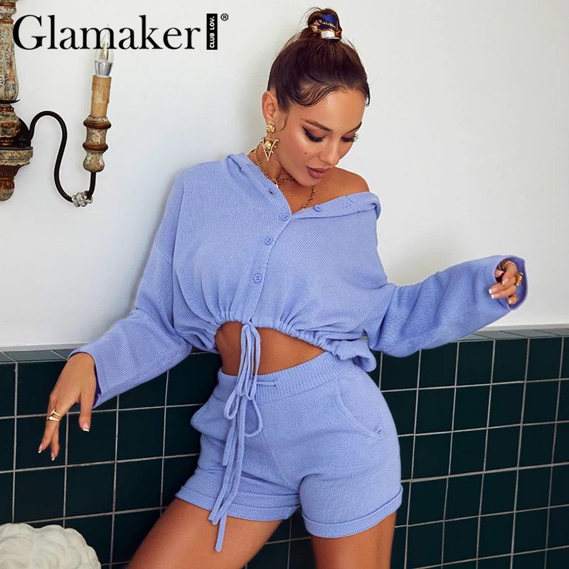 Повседневный Женский комплект Glamaker из 2 предметов Модные фиолетовые толстовки и