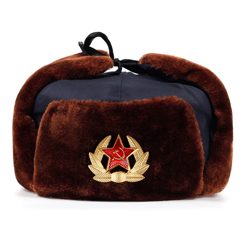 Пятиконечный логотип звезда Lei Feng hat плюс бархатные толстые ветрозащитные теплые шапки Наушники Зимние холодные шапки шапка для отдыха