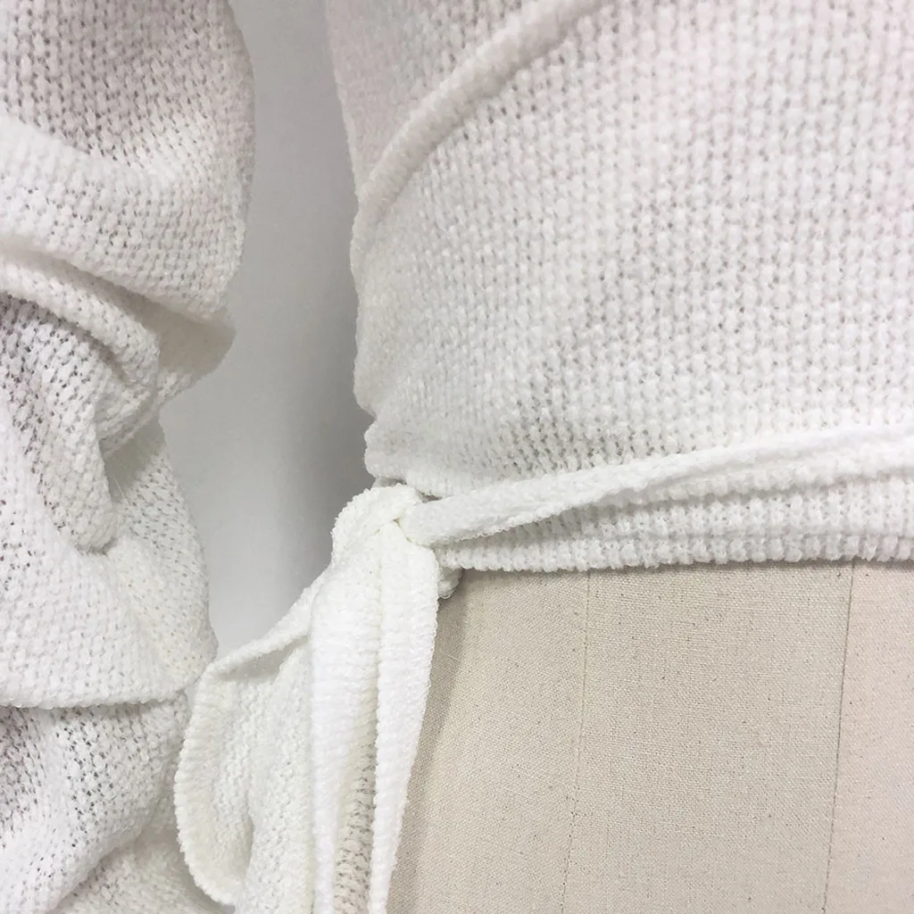 Женский длинный рукав сплошной цвет сексуальный v-образный вырез короткий свитер