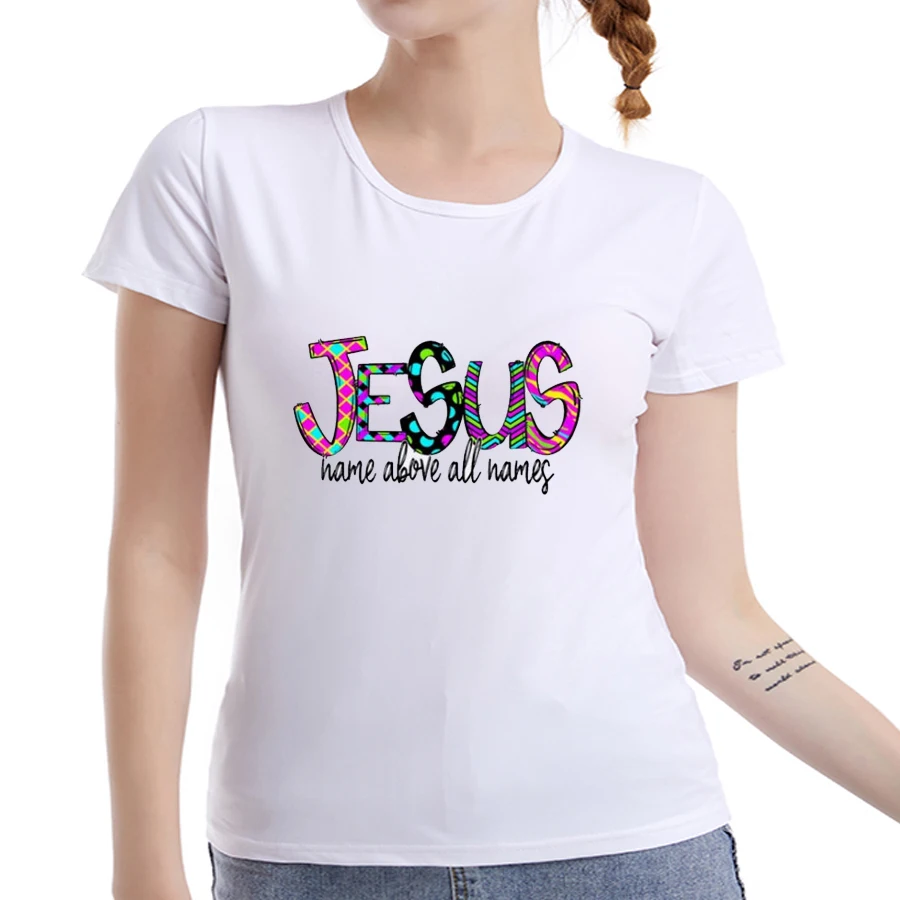 Женская футболка с надписью Jesus Name Above All Names белая Повседневная забавная подарок
