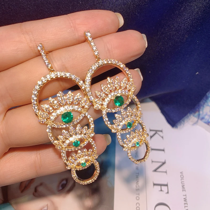 

Luxury zircon tassel earrings 925 silver needles 210319-76